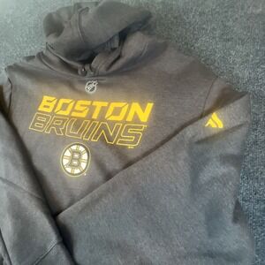 NWOT Men's Fanatics Gray Boston Bruins Authentic Fleece Pullover Hoodie 4X‎